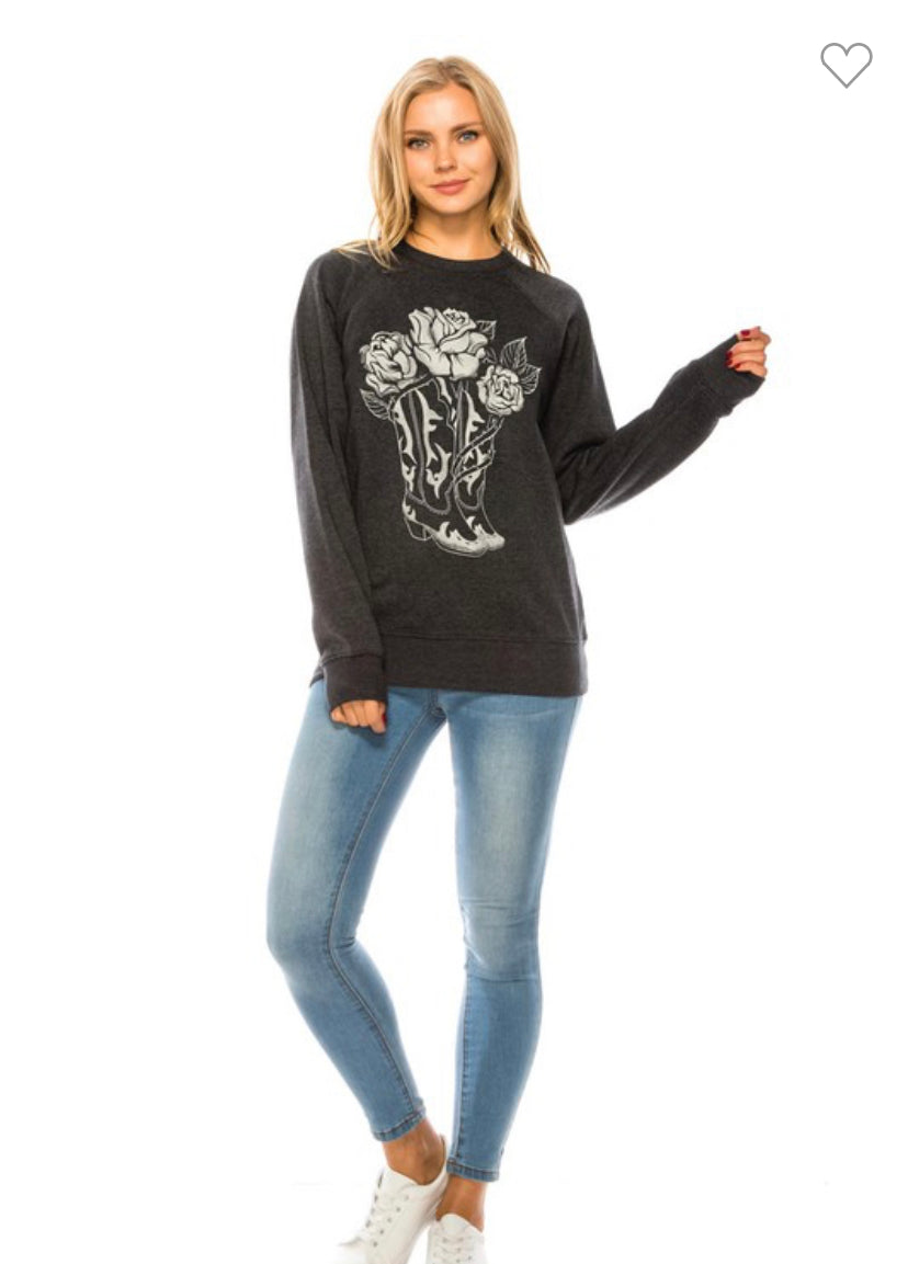 Boots & Roses Crew Sweatshirt